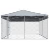 Outdoor Dog Kennel with Roof 150.4"x150.4"x88.6" - Silver