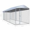 Outdoor Dog Kennel with Roof 299"x75.6"x88.6" - Silver