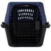 24in Hard-Sided Plastic Cat Dog Kennel Pet Carrier Crate 2-Door Topload Blue - Blue, Black