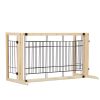 Wood Freestanding Pet Gate;  38"-71" Length Adjustable Dog Gate;  Safety Fence for Stairs Doorways;  Natural - Natural