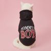 Pet Hoodie For Small & Medium Dogs; "Mommy's Boy" Pattern Dog Hoodie; Winter Pet Apparel - Black - M