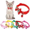 Bowknot Cat Collars; Pet Collar With Bell & Buckle; Cute Pet Supplies For Decoration - Pink - M