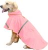 Dog Raincoats for Large Dogs with Reflective Strip Hoodie; Rain Poncho Jacket for Dogs - D4-Pink - [XL]