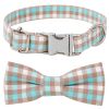 Plaid Dog Collar with Bow Pet Gift Adjustable Soft and Comfy Bowtie Collars for Small Medium Large Dogs - Style 5 - M 2.5x50cm