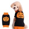 Pet Dog Halloween Costume Pumpkin Skull Death Pattern Pet Knit Sweater - PumpkinM