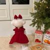 Christmas Pet Dress For Small Medium Dog; New Year Non-elastic Dog Dress ; Winter Pet Apparel - Red - XS