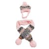 Autumn-Winter Vintage Jacquard Dress for Pet Dogs - Pink scarf+capXS