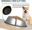 Beveled Dogs Bowl Stainless Steel Removable Rubber Ring Non-Slip Bottom Pet Feeder Bowl Water Dish For Dog Cat - 2 Pack Medium (2.5Cup)