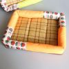 Breathable Pet Puppy Cooling Mat Bed Summer Protection Cervical Spine Cat Dog Ice Mat Square Rattan Kennel Supplies - orange - 50cm*40cm*7cm