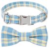 Plaid Dog Collar with Bow Pet Gift Adjustable Soft and Comfy Bowtie Collars for Small Medium Large Dogs - Style 3 - M 2.5x50cm