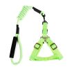 Dog Leash Two-color Machine Woven Nylon Handle Round Rope Pockmark Pet Chest Back Collar Pet Supplies - green - 1