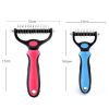 Professional Pet Deshedding Brush 2 Sided Dematting Dog Comb Cat Brush Rake Puppy Grooming Tools Undercoat Shedding Flying Hair - blue - S