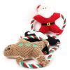 Christmas pet plush toys dog voice toys grinding teeth resistant toys cat toy cartoon cotton rope toy - Black