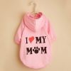 Pet Hoodie For Small & Medium Dogs; I Love My Mom Dog Hoodie Cat Shirts; Cute Pet Apparel - Pink - XS