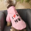 Pet Hoodie For Small & Medium Dogs; I Love My Mom Dog Hoodie Cat Shirts; Cute Pet Apparel - Pink - XL