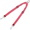 Dog Double Leashes - No Tangle Dog Leash Coupler; Comfortable Shock Absorbing Reflective Bungee Lead for Nighttime Safety - red