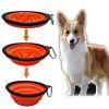 Portable Pet Feeder Travel Foldable Pet Dog Bowl Silicone Collapsible Slow 350ml/1000ml Feeding Bowl  - Red - Diameter 13 cm