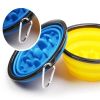 Portable Pet Feeder Travel Foldable Pet Dog Bowl Silicone Collapsible Slow 350ml/1000ml Feeding Bowl  - Orange - Diameter 13 cm