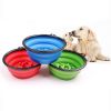 Portable Pet Feeder Travel Foldable Pet Dog Bowl Silicone Collapsible Slow 350ml/1000ml Feeding Bowl  - Green - Diameter 18 cm