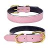 Genuine Leather Dog Collar; Wide Dog Collar; Soft Padded Breathable Adjustable Tactical Waterproof Pet Collar - Powder - S 37*1.5cm