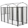 6.9 x 3.3 x 5.6 ft Dog Kennel with Waterproof Cover, Welded Wire Outdoor Dog Playpen, Black - black