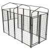 6.9 x 3.3 x 5.6 ft Dog Kennel with Waterproof Cover, Welded Wire Outdoor Dog Playpen, Black - black