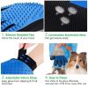 Dog Cat Pet Combs Grooming Deshedding Brush Gloves Effective Cleaning Back Massage Animal Bathing Fur Hair Removal - blue - Right