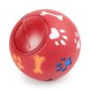 Food Dispensing Dog Toys; Pet Ball Toys; Rubber Slow Feeder Dog Puzzle Toys; Dog Treat Balls - Red - M