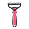 Professional Pet Deshedding Brush 2 Sided Dematting Dog Comb Cat Brush Rake Puppy Grooming Tools Undercoat Shedding Flying Hair - red - M