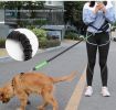 Hands Free Dog Leash with Zipper Pouch; Dual Padded Handles and Durable Bungee for Walking; Jogging and Running Your Dog - Purple suit - 2.5*122CM