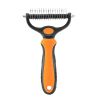 Professional Pet Deshedding Brush 2 Sided Dematting Dog Comb Cat Brush Rake Puppy Grooming Tools Undercoat Shedding Flying Hair - orange - M