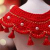 Red Pet New Year Collar Dog Cat Scarf Bib Festive Tassel Necklace Teddy Bichon Handmade Knitting Collar - Default