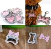 Pet Rectangle Rhinestone Writable Name Telephone ID Tags for Dogs Cats - Default