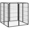 8-Panel Dog Playpen Black 19.7"x39.4" Powder-coated Steel - Black