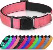 Reflective Dog Collar; Soft Neoprene Padded Breathable Nylon Pet Collar Adjustable for Medium Dogs - Pink - Medium (Pack of 1)