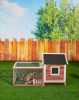 Wooden Rabbit Chicken Bunny Hutch Cage White Picket Fence - default