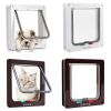 4 Way Pet Cat Puppy Dog Magnetic Lock Lockable Safe Flap Door Gate Frame S M L XL - S - White