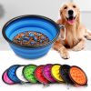 Portable Pet Feeder Travel Foldable Pet Dog Bowl Silicone Collapsible Slow 350ml/1000ml Feeding Bowl  - Orange - Diameter 18 cm