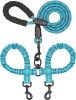 Dual Dog Leash; Double Dog Leash; 360 Swivel No Tangle Walking Leash; Shock Absorbing Bungee for Two Dogs - Blue - length:90cm