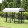 Dog Kennel with Roof Cover Heavy Duty Dog Crate for Medium and Large-sized Dogs, Black (Sandblasted) - black