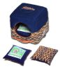 Touchdog 70's Vintage-Tribal Throwback Convertible and Reversible Squared 2-in-1 Collapsible Dog House Bed - PB53BLLG