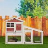 Rabbit Hutch Indoor Outdoor; Wooden Chicken Coop; Bunny Cage Hen House with Run; Ventilation Door; Removable Tray; Ramp; Sunlight Panel; Backyard Gard