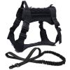 Tactical Dog Harness Pet Training Vest Dog Harness And Leash Set For Large Dogs German Shepherd K9 Padded Quick Release Harness - Black Harness Leash