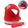 Summer Strap-style Dog Leash Adjustable Reflective Vest Walking Lead for Puppy Polyester Mesh Harness Small Dog Collars - red - XL