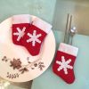 2PC Mini Christmas Stockings Xmas Party Table Knife Spoon Fork Bag Christmas Sock Decoration Tableware Bags Hanging Ornament - red