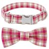 Plaid Dog Collar with Bow Pet Gift Adjustable Soft and Comfy Bowtie Collars for Small Medium Large Dogs - Style 1 - XS 1.0x30cm