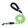 Pet Leash Reflective Strong Dog Leash 1.5M Long with Comfortable Padded Handle Heavy Duty Training Durable Nylon Rope Leashes - Green